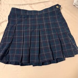 American Eagle Outfitters Tartan Plaid Pleated Mini Skirt - Blue and Green